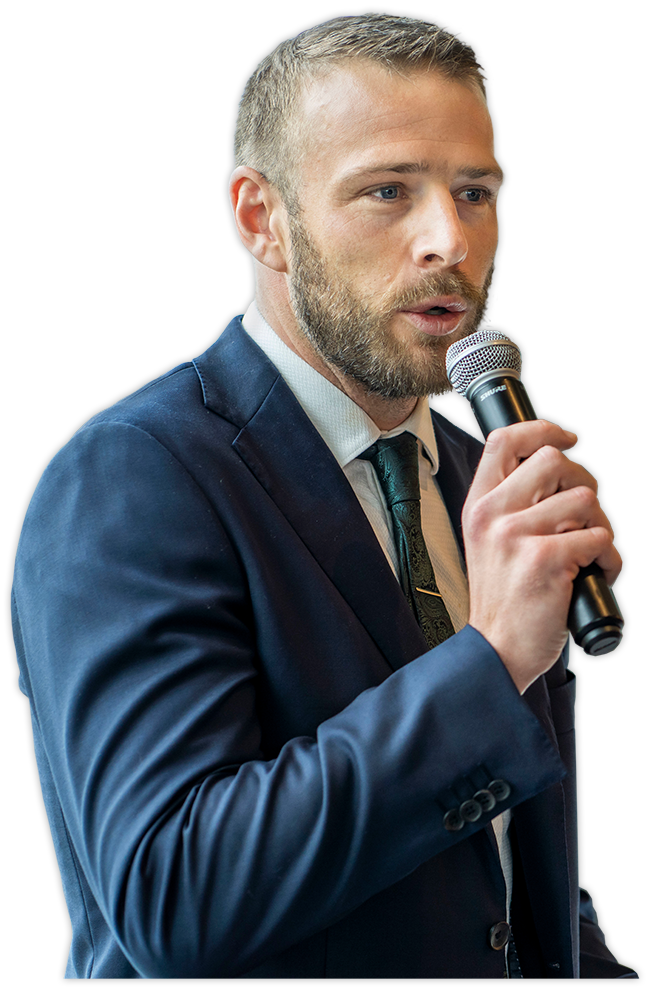 Image of atWork Australia ambassador Shaun Pianta speaking at an event