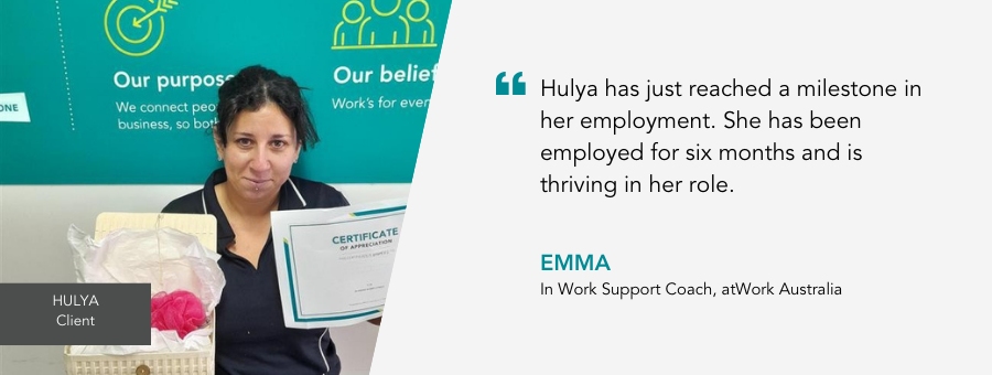 atWork Australia supports Hulya find her career direction